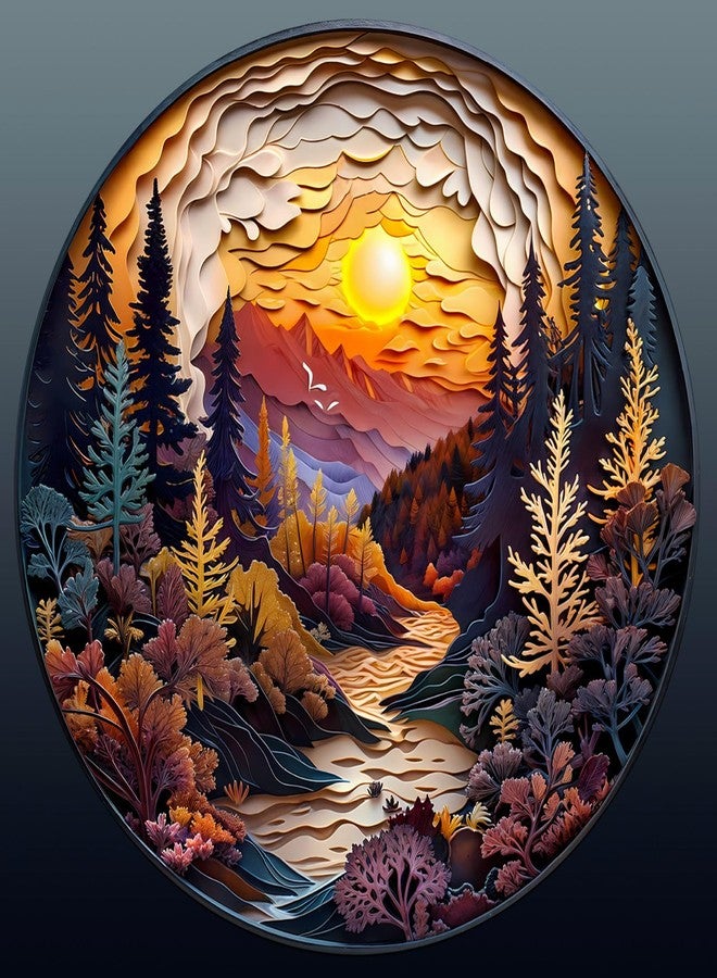 Purdicra Wooden Puzzles for Adults - Unique Animal Shaped Sunset Forest Puzzle, 3D Vision Wooden Jigsaw Puzzle, Christmas Birthday Gifts for Friends/Family, Home Decor 11.4 * 11.4in 200pcs - Image 1